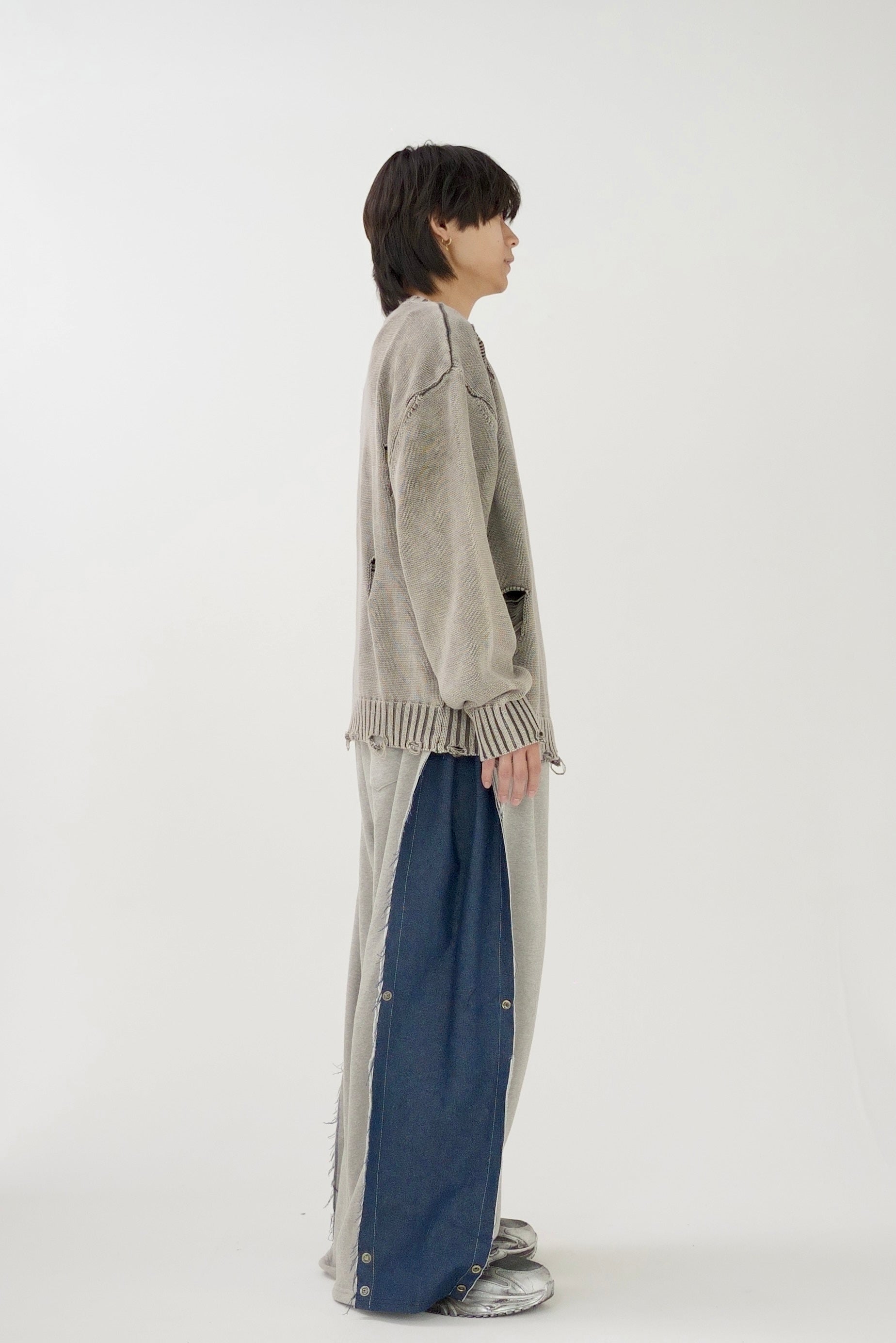 Side tuck denim docking sweat pants