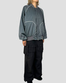 Nylon over size piping blouson