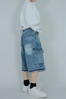 2pockets denim half pants