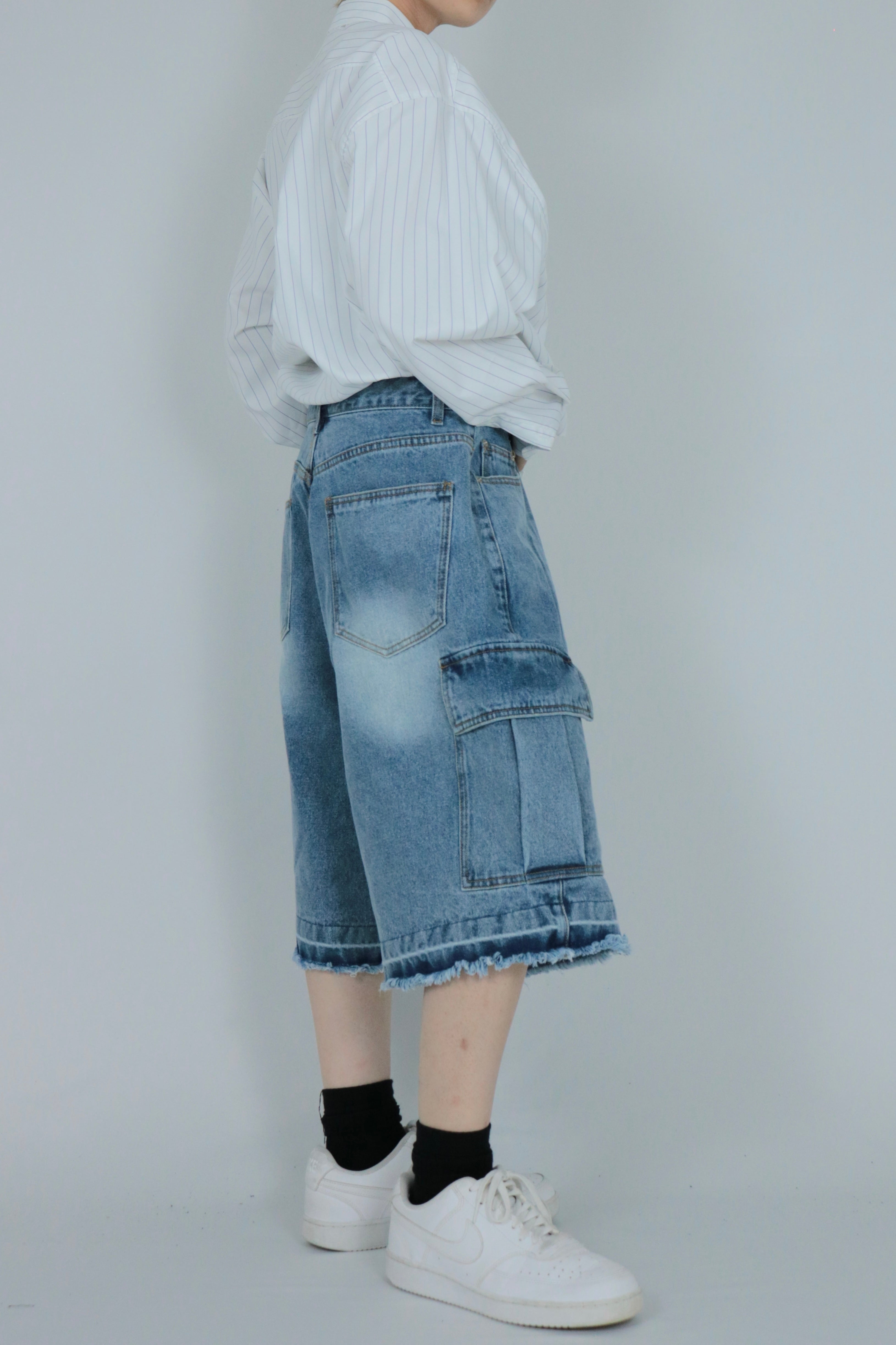 2pockets denim half pants