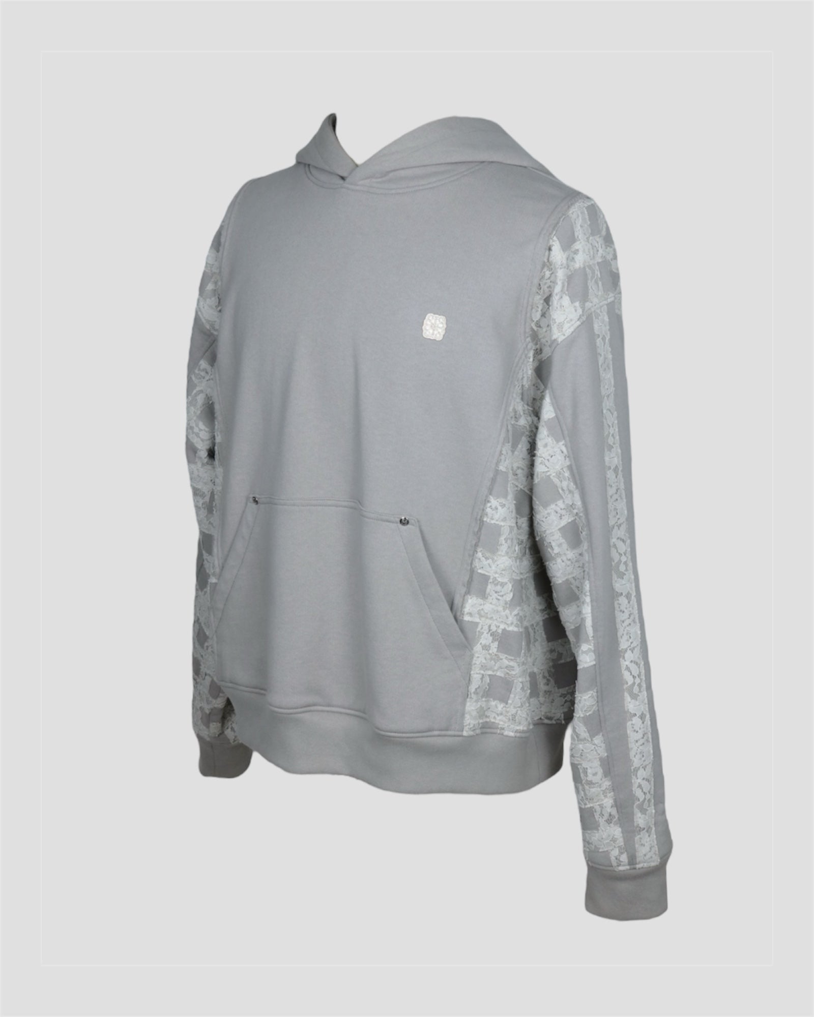 Check lace heavy weight pullover(Glay beige)