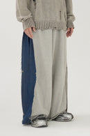 Side tuck denim docking sweat pants