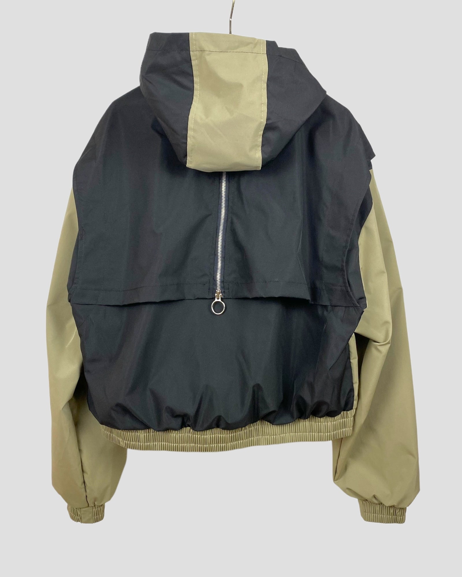 Round bicolor hooded blouson