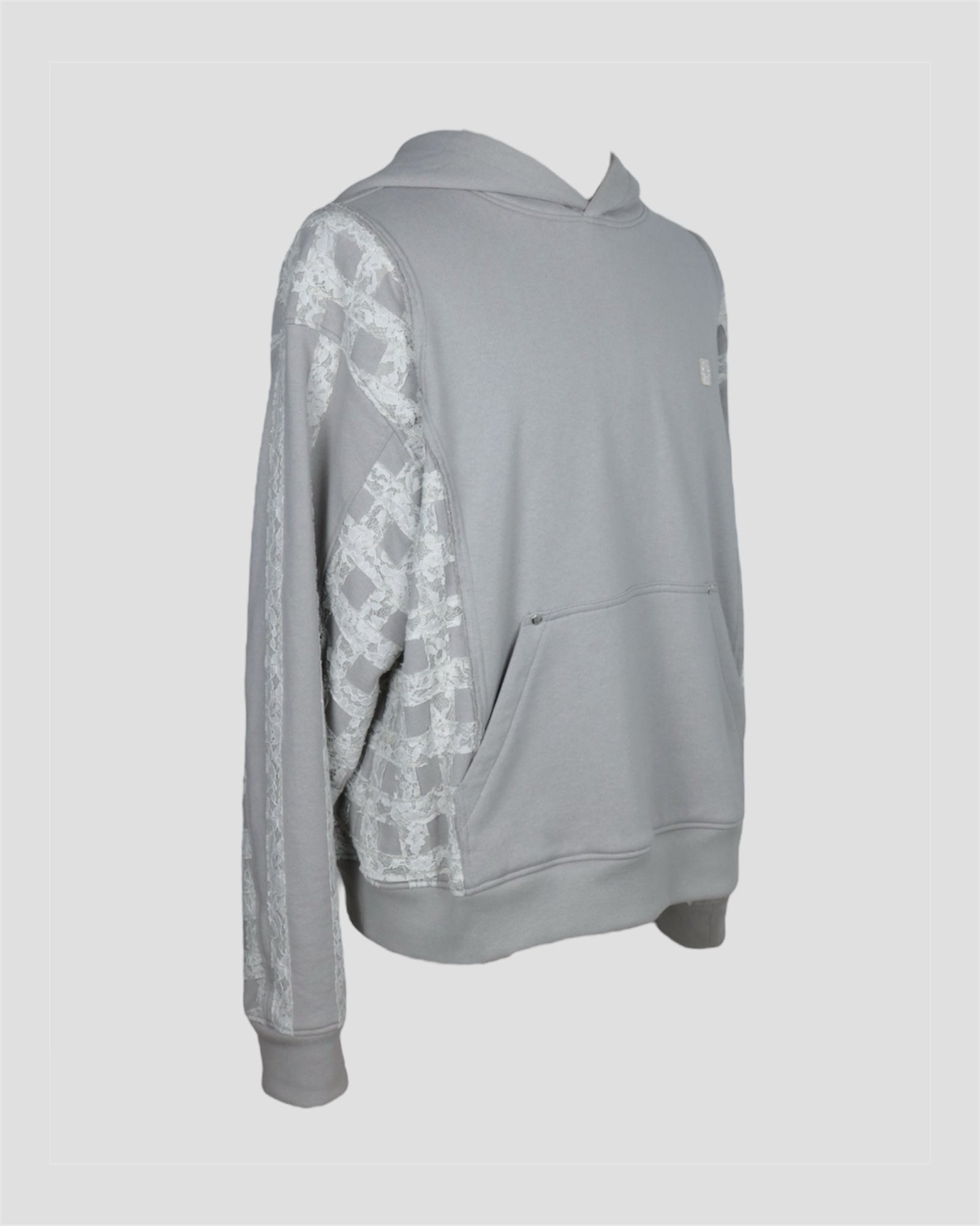 Check lace heavy weight pullover(Glay beige)