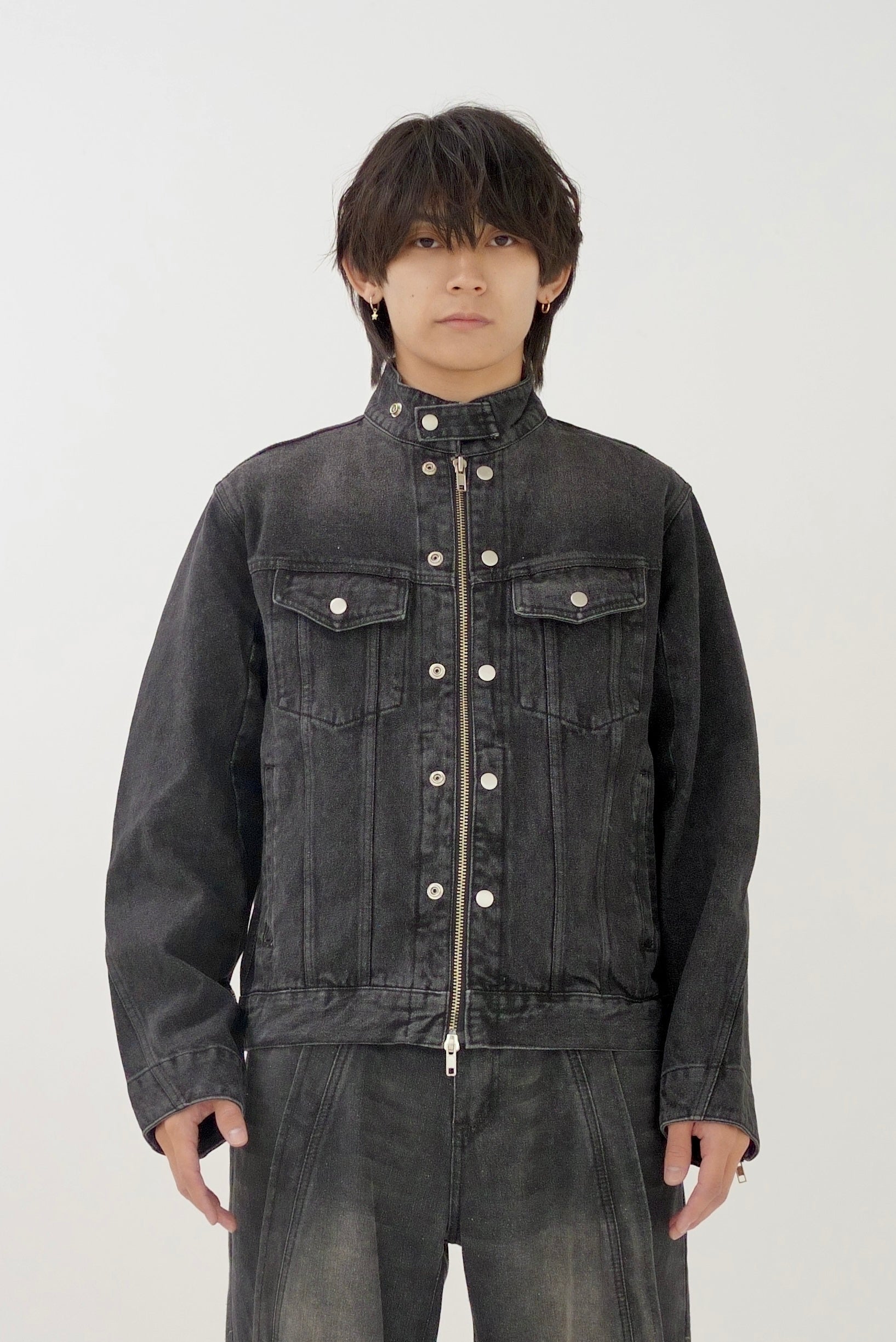 Denim zip blouson