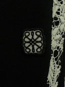 Line lace wide sweat pants(Black)