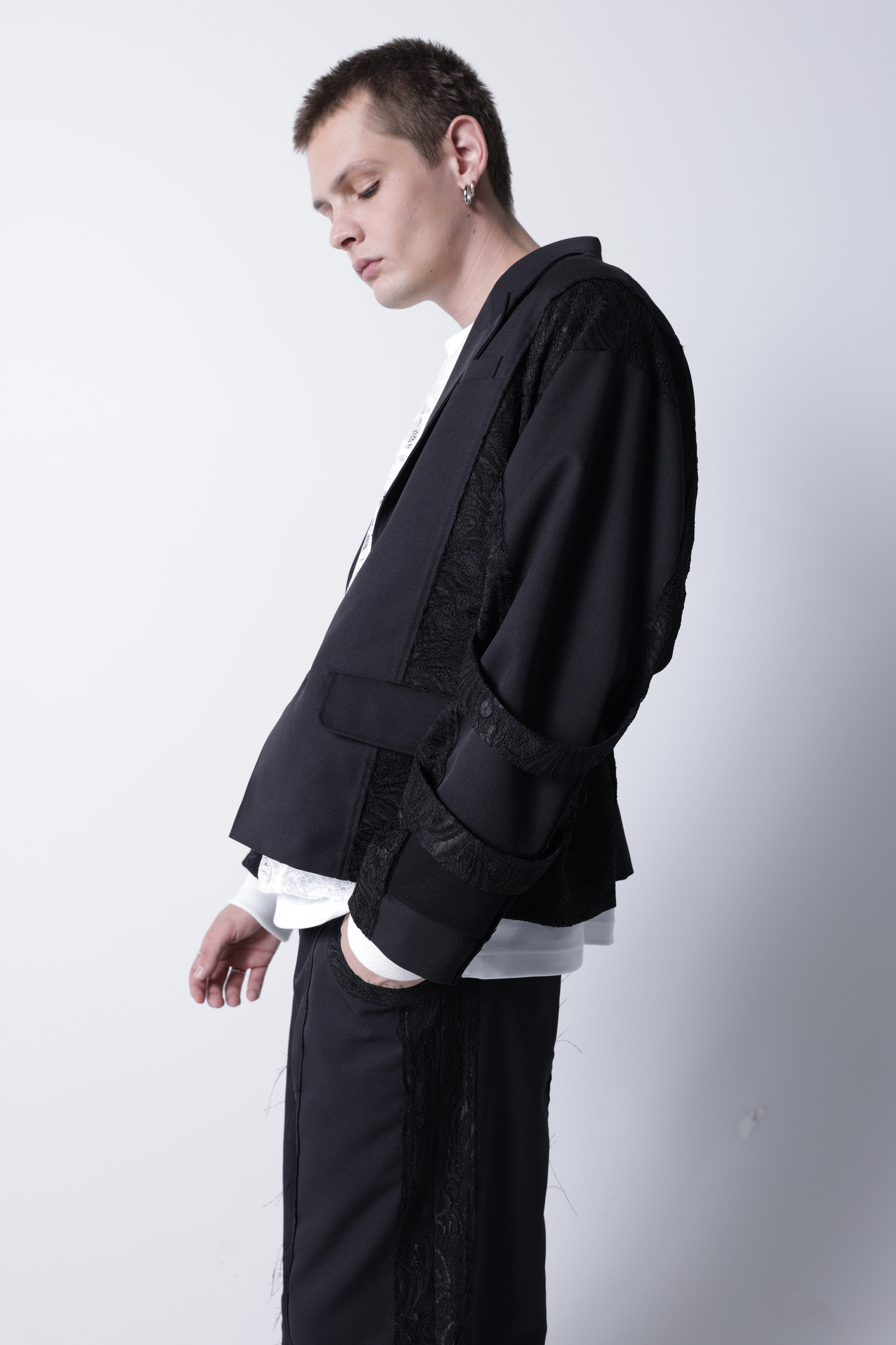 Lace belt jacket(Black)