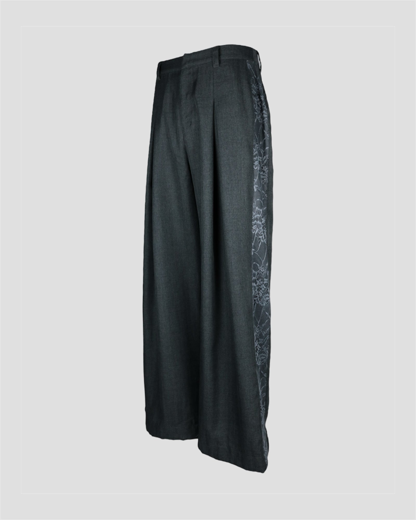 Line lace box tuck slacks(Charcoal)