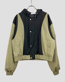 Round bicolor hooded blouson