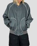 Nylon over size piping blouson