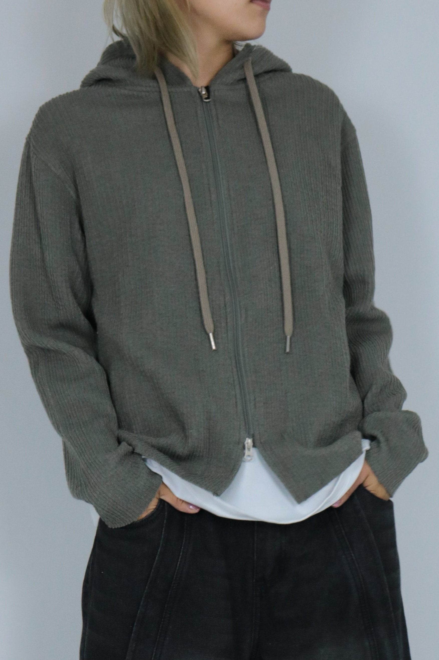 Double zip knit hoodie