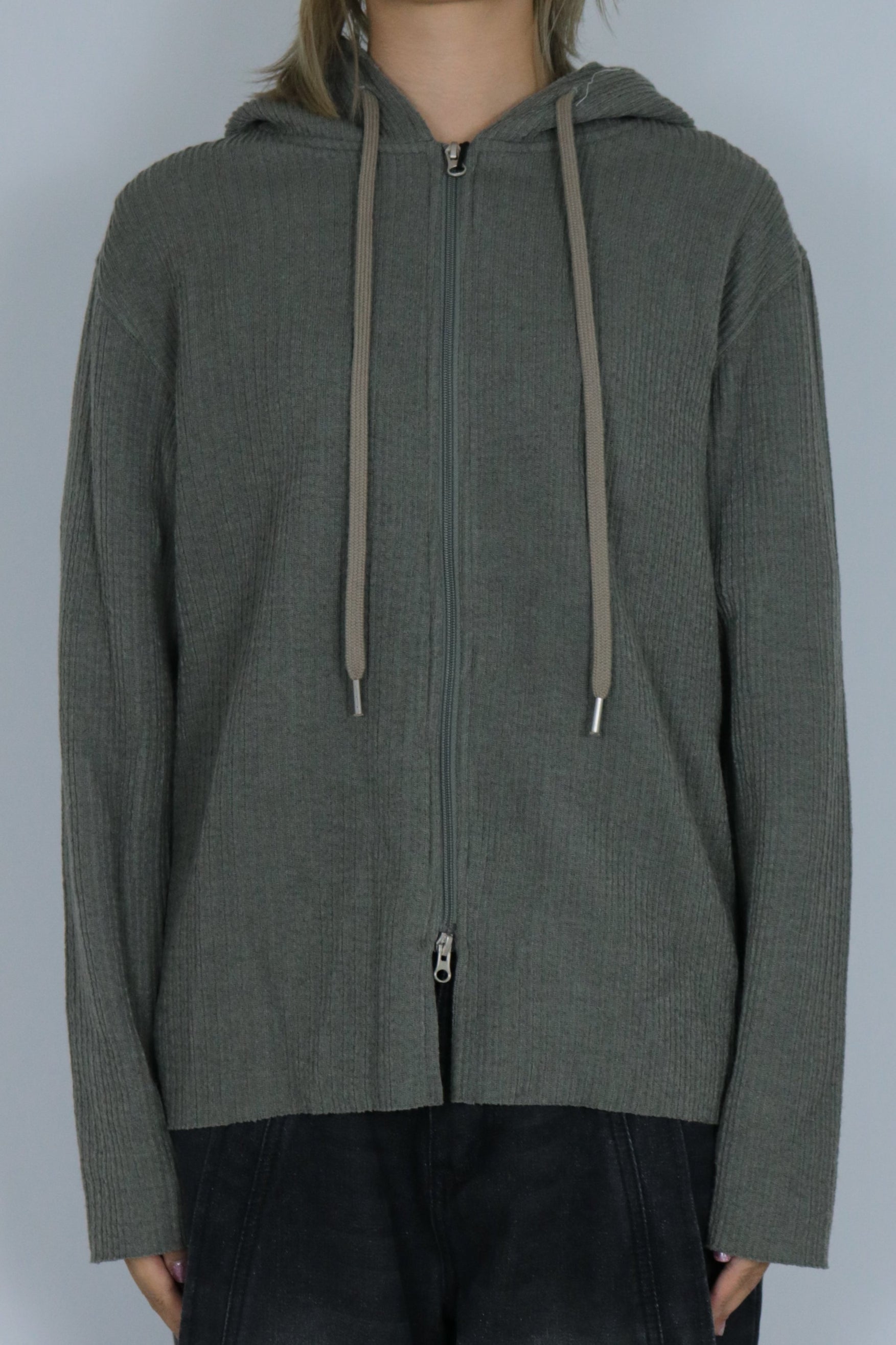 Double zip knit hoodie